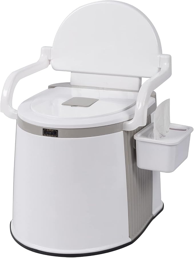 Portable Camping Toilet - Porta Potty, Portable Lightweight RV Toilet 5 Gallon with-Cardboard Box Anti-Slip Strip-Handrail Design for Adults Outdoor, Camping, Marine, RV Travel, Emergency Use