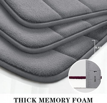 BYSURE Dark Grey Memory Foam Bath Mats Extra Long