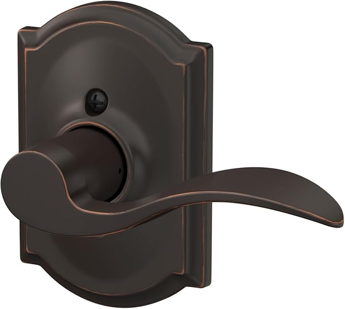 Schlage F170 ACC 716 CAM RH Right Handed Accent Door Lever with Camelot Trim, One Sided Non-Turning Dummy Door Handle, Aged Bronze