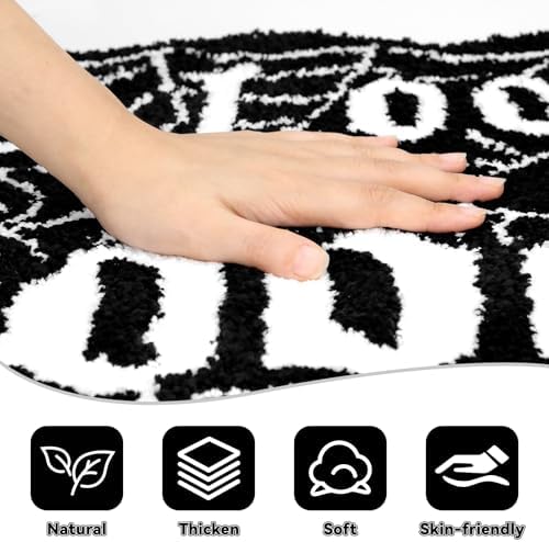 Meetory Halloween Bathroom Rug - Spider Web Bath Mat, Halloween Machine Washable Goth Bath Mat, Non-Slip Rugs, Area Rugs, Gothic Rug for Front Door, Bedroom, Living Home (Black)