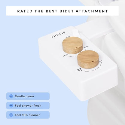 TUSHY Spa 3.0 Cool to Warm Water Bidet Attachment, Noir/Gold | Universal Fit, Easy Install, Self-Cleaning, Adjustable Pressure and Angle Control, Sink Access Required Within 6 Feet