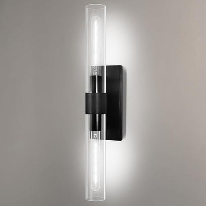 22.8" Brass Black Wall Sconces, Bathroom Vanity Light Fixtures with Clear Glass Tube, Modern Wall Lamp Lighting for Bedroom, Living Room, Hallway, Mirror, Staircase, Kitchen