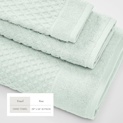 Great Bay Home Hand Towels - 100% Cotton 6 Pack 26x16 Hand Towel Set - Absorbent, Durable, Quick-Dry Towels for Bathroom (Pastel Blue)