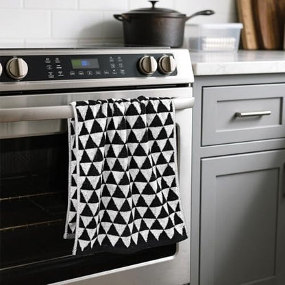 Jacquotha Black Hand Towels for Bathroom & Kitchen (Geometric Triangle)