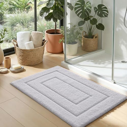 DEXI Bathroom Rugs 24x16, Non-Slip and Absorbent Bath Mat, White