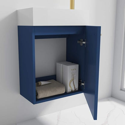 Blossom 18 Inch Navy Blue Small Bathroom Vanity with Sink, Narrow Bathroom Vanity