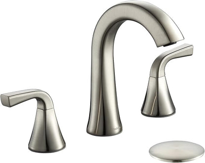 Bathroom Faucet with Pop-up Drain and Supply Lines, Brushed Nickel Widespread Bathroom Sink Faucet for Lavatory Vanity RV Farmhouse, TAF826-BN