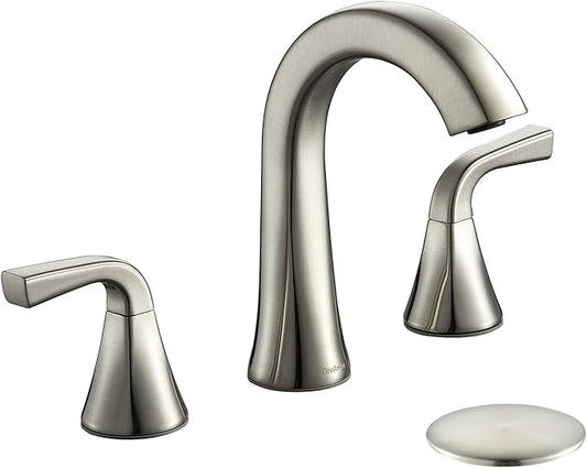 Bathroom Faucet with Pop-up Drain and Supply Lines, Brushed Nickel Widespread Bathroom Sink Faucet for Lavatory Vanity RV Farmhouse, TAF826-BN