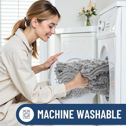 Smiry Bathroom Rugs 40X32, Extra Soft Rubber Backing Chenille Bath Mats