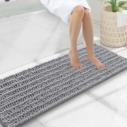 Smiry Bathroom Rugs 47X17, Extra Soft Rubber Backing Chenille Bath Mats