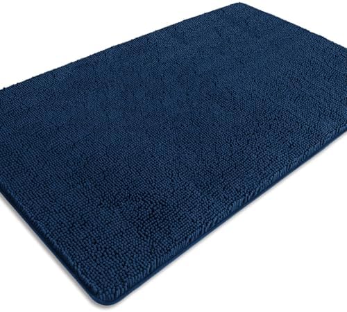 Bathroom Rugs 36 x 60 Inch – Extra Large Bath Mat | Absorbent and Washable Thick Chenille Bath Rugs Non-Slip Runner Rug for Bathroom, Shower, Tub(Navy Blue)