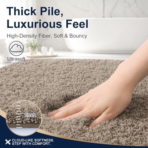 OLANLY Microfiber Small Bathroom Rugs 24x16, Ultra Soft Bath Mat, Greige