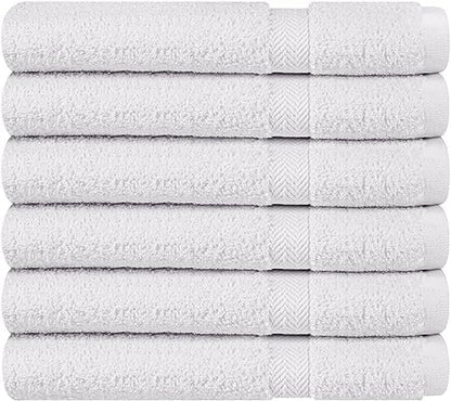 Towel and Linen Mart 100% Cotton White 6 Pack Medium Bath Towel Set, Quick Dry, Super Absorbent, Light Weight, Soft Feel, Premium Towels for Hotel, Spa and Bathroom (24 X 48 6 Pack White)