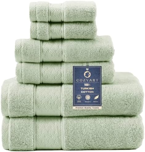 COZYART Bath Towel Set 6 PCS, Luxury 100% Turkish Cotton 650GSM Ultra Soft