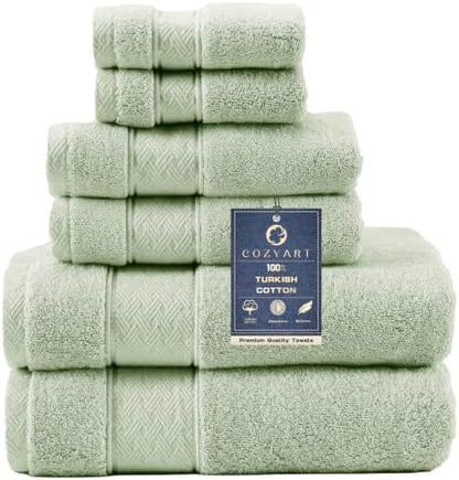 COZYART Bath Towel Set 6 PCS, Luxury 100% Turkish Cotton 650GSM Ultra Soft