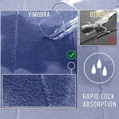 Yimobra Memory Foam Bathroom Mat Set, 24 x 17 & 24 x 20 in, Navy Blue