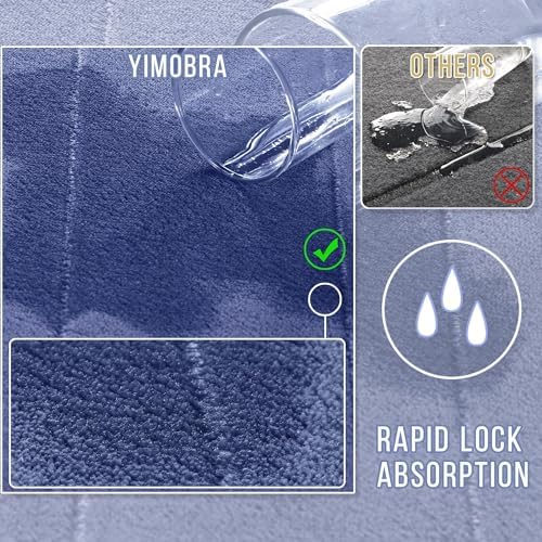 Yimobra Memory Foam Bathroom Mat Set, 31.5 x 20 & 24 x 20 in, Navy Blue