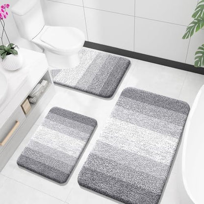 OLANLY Microfiber Bathroom Rugs Sets 3 Piece, 36"x24"+24"x16"+24"x20"