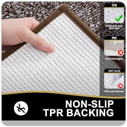 OLANLY Bathroom Runner Rugs 47x24, Long Bath Mats for Bathroom Floor, Brown