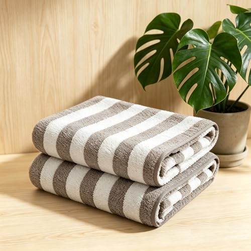 2 Piece Light Gray Cabana Stripe Hand Towels for Bathroom 16"x31" Ultra Soft Breathable Hand Face Towels Highly Absorbent Towel Quick Dry Towel for Spa Gym Hotel Travel Camp