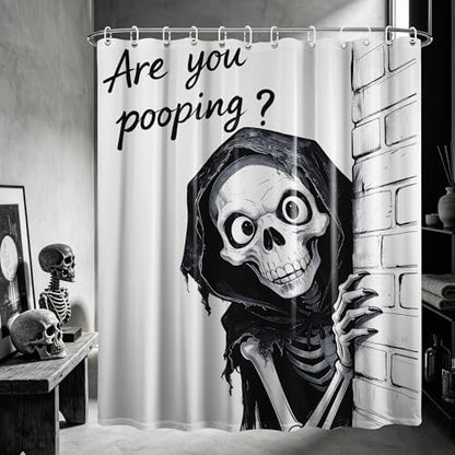 Extra Tall Shower Curtain XL are You Pooping Skul, 70 x 78 Inchs