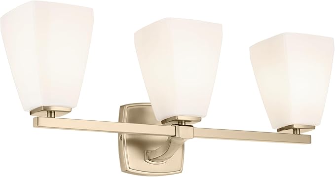 Kichler Marant 21.25" 3-Light Vanity Light with Opal Glass in Champagne Bronze, for Bathroom, Powder Room, Over a Mirror, (21.25" W x 9.5" H), 55216CPZ