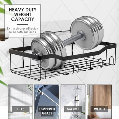 Clara Clark Bathroom Set - Christmas Bathroom Accessories Set, 11PC Bathroom Accessory Set, Christmas Bathroom Sets with Adhesive Corner Shower Caddy Hanging, Toilet Brush, Trash Can & Soap Dispenser