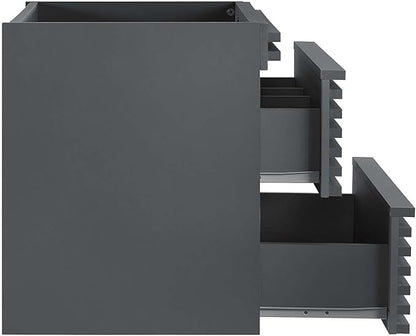 Modway Render 24" Wall-Mount Bathroom Vanity Cabinet in Gray-Sink Basin Not Included, Grey