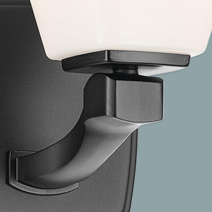 Kichler Marant 5" 1-Light Wall Sconce with Opal Glass in Black, for Bathroom, Powder Room, Hallway, Fireplace, (5" W x 9.5" H), 55214BK