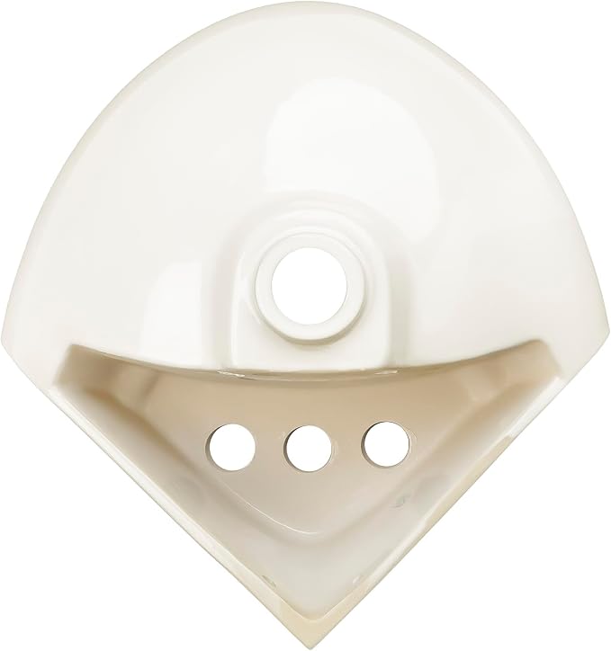 Biscuit Ceramic Wall Hung Corner Sink, Wall Mounted Bathroom Sink w/Concealed Round Overflow 16.5" x 15" Modern Small Sink w/ 4" Faucet Hole Spread