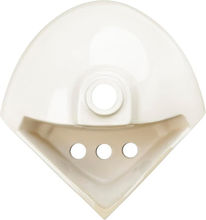 Biscuit Ceramic Wall Hung Corner Sink, Wall Mounted Bathroom Sink w/Concealed Round Overflow 16.5" x 15" Modern Small Sink w/ 4" Faucet Hole Spread