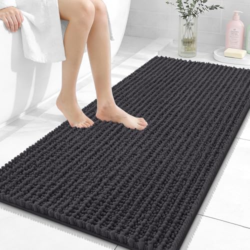 OLANLY Bathroom Runner Rugs 47x24, Thick Soft Absorbent Chenille Bath Rugs