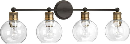 Hansford Collection 4-Light Clear Glass Coastal Bath Vanity Light Antique Bronze