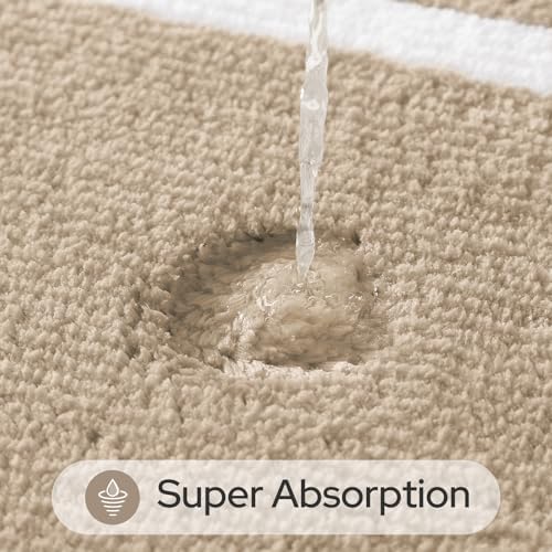 HOMEIDEAS Beige Bathroom Rugs Sets 2 Piece 20" x 32" + 16" x 24"