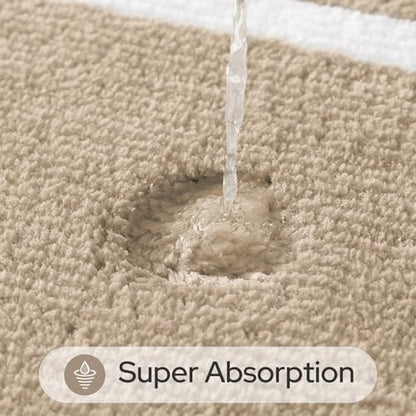 HOMEIDEAS Beige Bathroom Rugs Sets 2 Piece 20" x 32" + 16" x 24"