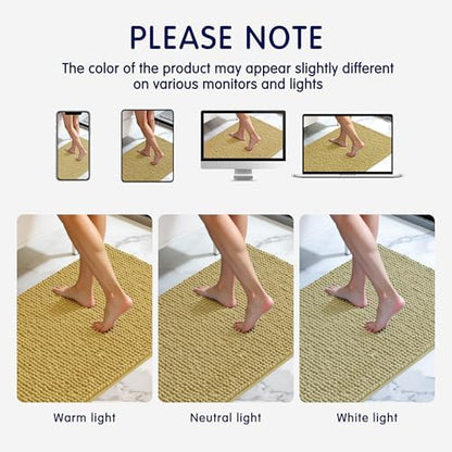 SUBRTEX Bathroom Rugs Chenille Bath Rug, Soft Short Plush Bath Mat, Water Absorbent Shower Mat, Quick Dry Machine Washable(Yellow, 20" x 32")
