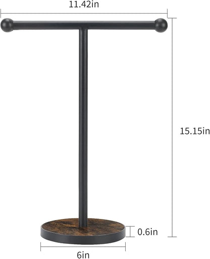 YINMIT Towel Holder Stand, T-Shape Height 15” Wood Countertop Hand Towel Stand, Hand Towel Racks with Heavy Base for Bathroom Kitchen Countertop Vanity