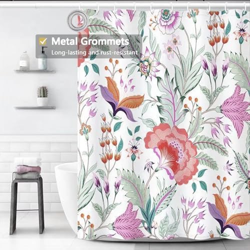LLSCL Fabric Shower Curtain Liner with Magnets, Peacock Tail Waterproof Hotel Quality, 72 x 72 Machine Washable