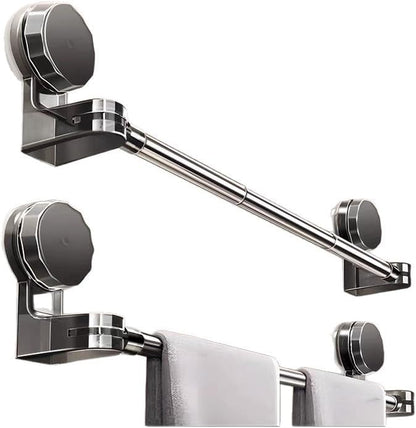 1 Pcs No-Drill Extendable Suction Towel Rod 11.8-23.6 Inch, Stainless Steel Removable Wall Mount Holder for Bathroom Kitchen Shower Towels Clothes