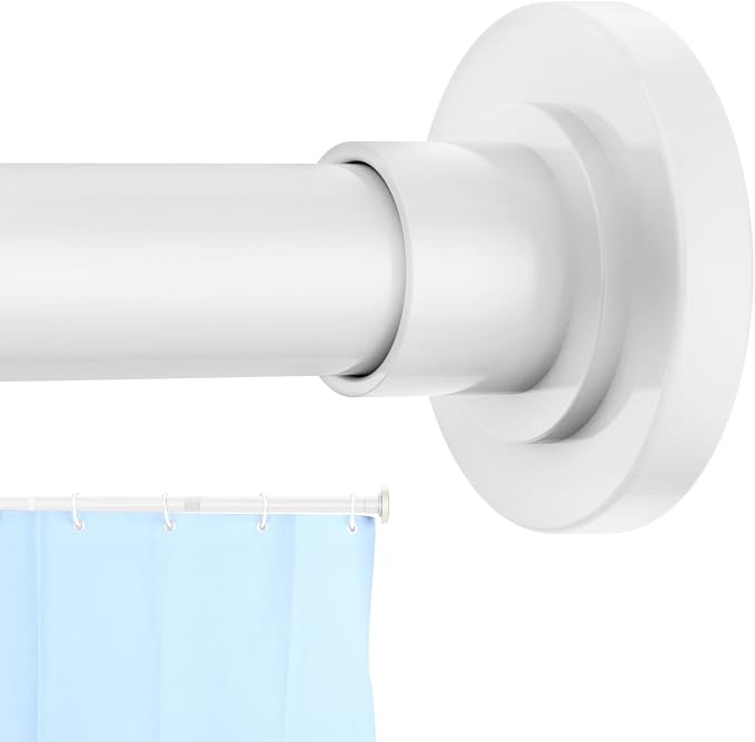 CorkLatta White Shower Curtain Rod 31 to 80 Inch,1 Inch Diameter Adjustable Spring Tension Stainless Steel Telescoping Rod,Easy Install,No Rust | Stainless Steel Tension Curtain Rod Non slip, No Drill Shower Rods for Bathroom,Easy Install