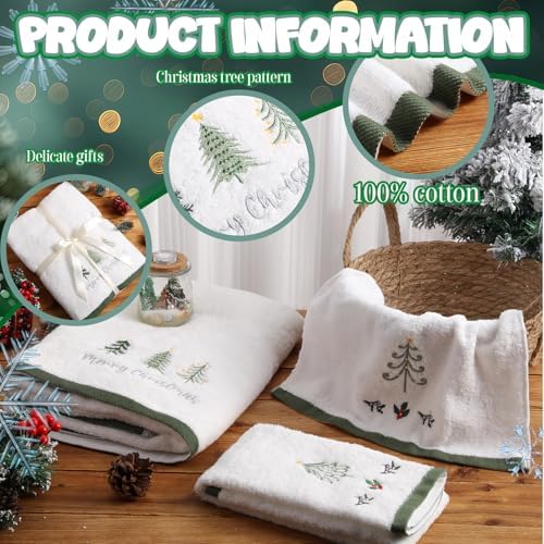Peryiter 3 Pack Xmas Tree Decorative Bath Towel Set