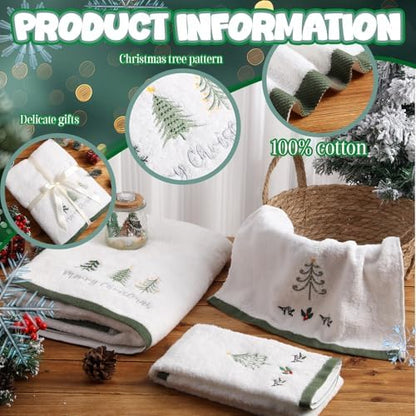 Peryiter 3 Pack Xmas Tree Decorative Bath Towel Set