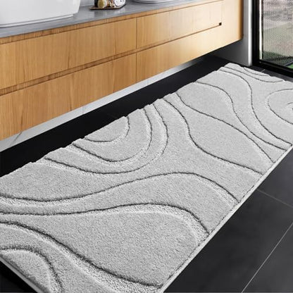 DEXDE Bathroom Rugs Runner 24x60 Long Non-Slip Bath Mats Floor Shower Gray