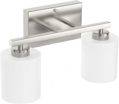 Honesorn Bathroom Vanity Light, 2 Light, Brushed Nickel, Frosted Shades | Bathroom Light Fixtures Over Mirror, Modern Bathroom Lights ,Wall Sconces, Anti-Rust, E26 Socket (Bulbs Not Included)
