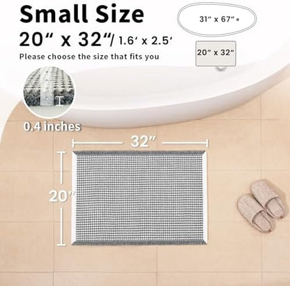 Waffle Bath Mat, Boho Bathroom Rugs Non Slip Washable, 20" x 32"