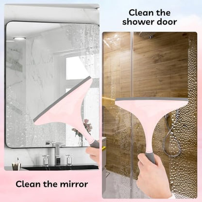 CALBEAU Pink Toilet Brush and Holder Set, 14 PCS Bathroom Cleaning Kit