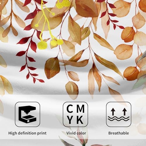 Fall Leaves Hand Towels Set of 2, 28x14 Inch Watercolor Orange Eucalyptus Leaf Plants Super Soft Highly Absorbent Dish Cloth for Kitchen Spa Bathroom Gym Seasonal Home Decor