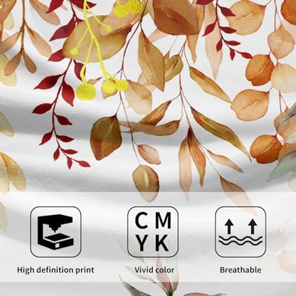 Fall Leaves Hand Towels Set of 2, 28x14 Inch Watercolor Orange Eucalyptus Leaf Plants Super Soft Highly Absorbent Dish Cloth for Kitchen Spa Bathroom Gym Seasonal Home Decor
