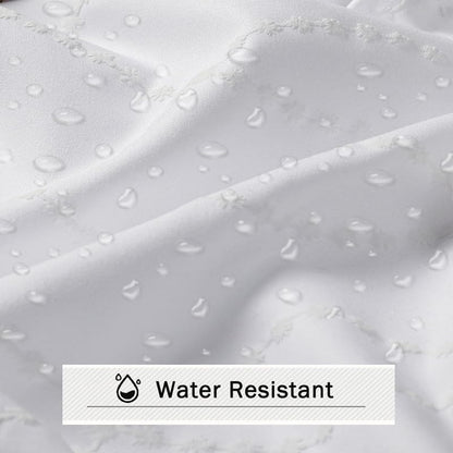 OVZME White Stall Shower Curtain for Bathroom, Puff Printed Textured Shower Curtain with Tassels, Geometry Heavy Duty Vintage Country Narrow Bathroom Curtain, Water Resistant Fabric, 36Wx72L