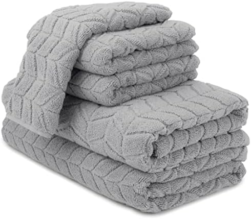 Alusa Home Ultra Soft & Stylish 700 GSM Luxury Bath Towels - 100% Zero-Twist, Long-Staple Cotton - Remarkably Absorbent & Quick Drying - 6 Piece Towel Set (Pewter Grey)